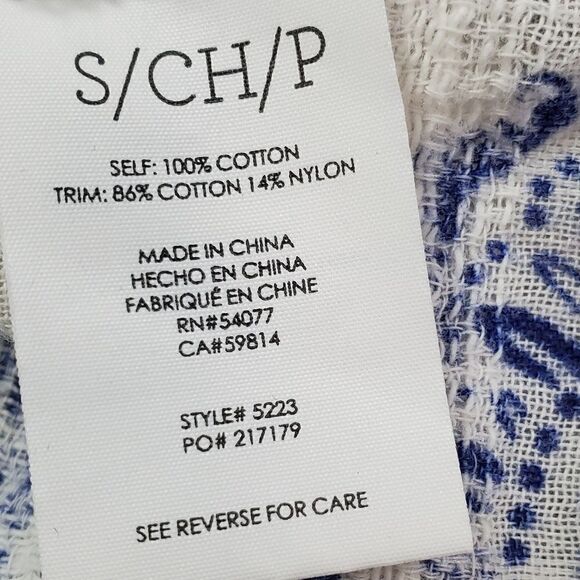 Cabi White & Blue Wrap Top 5223 - Picture 6 of 7